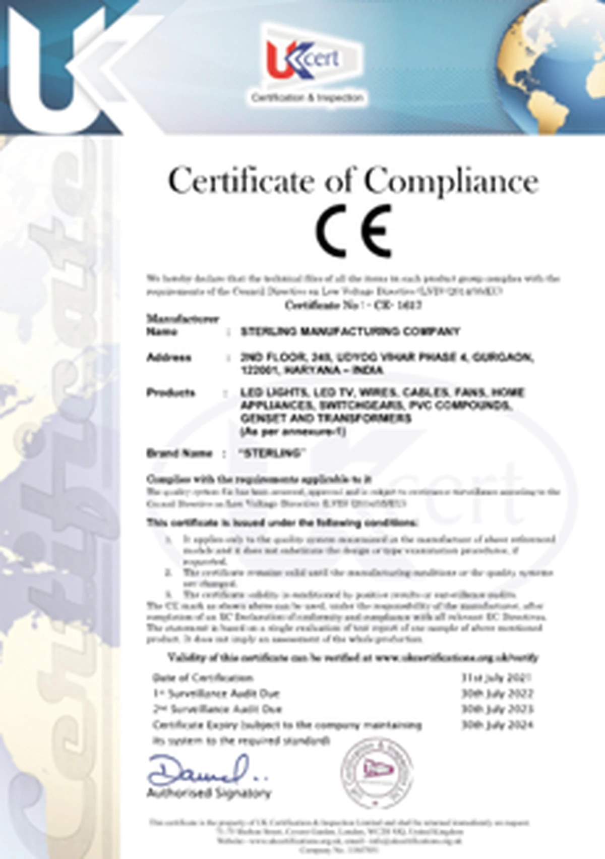 CE Certificate