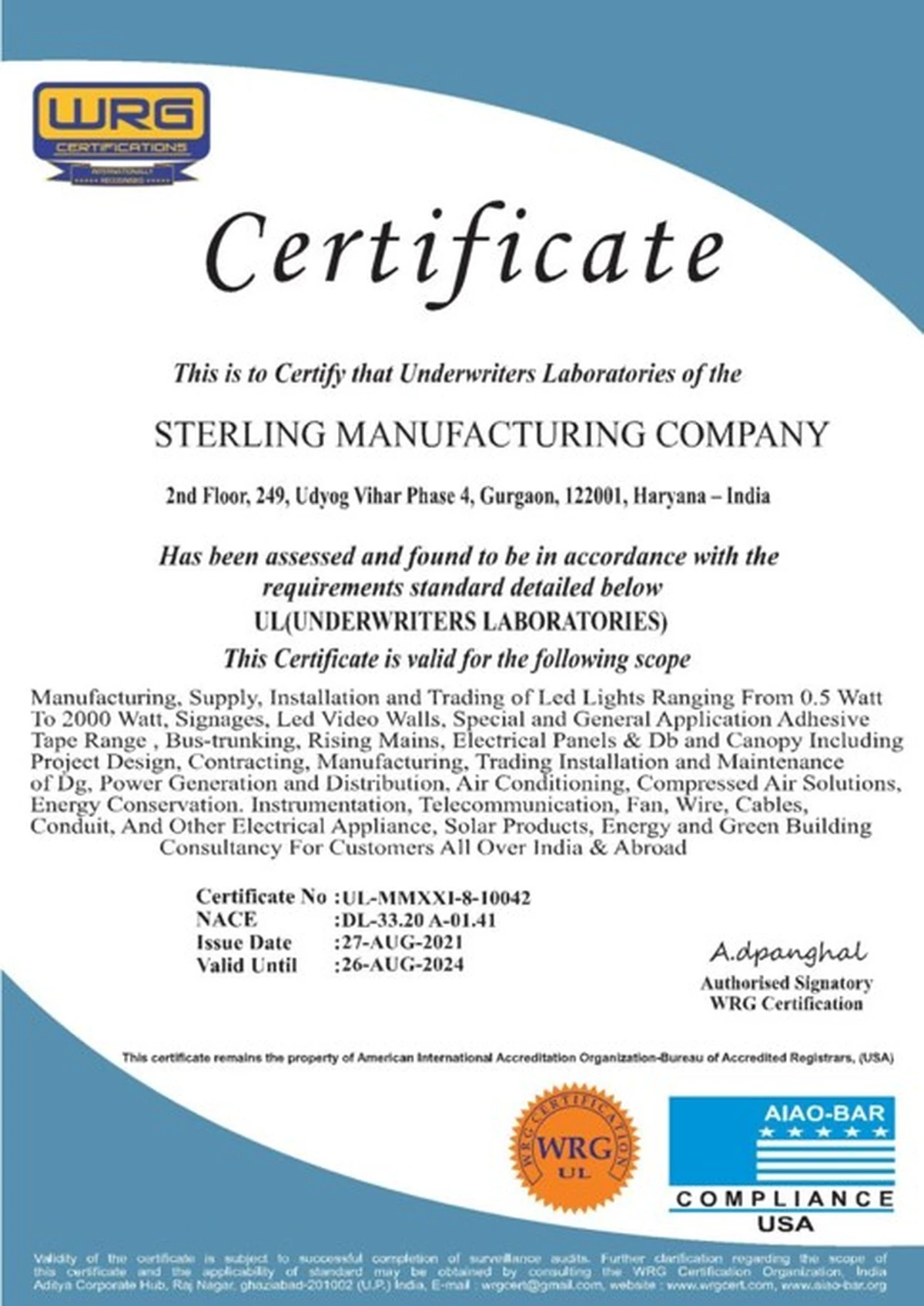 UL Certificate